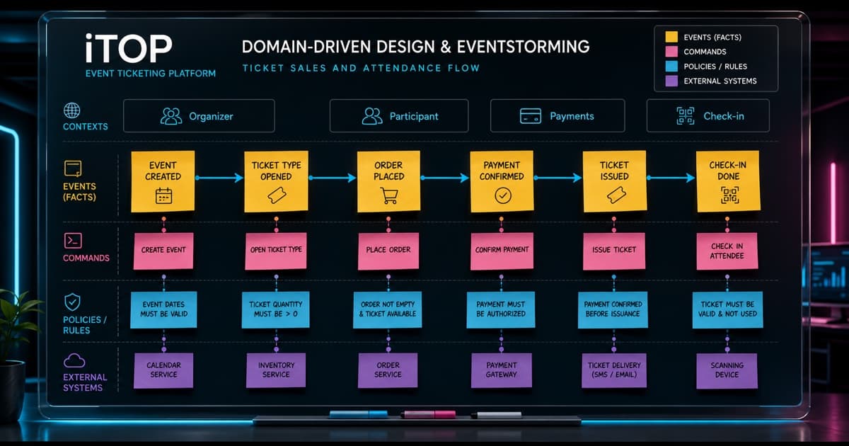 DDD com EventStorming no iTOP: da venda ao check-in do ingresso