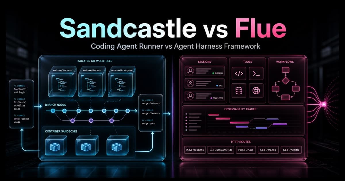 Sandcastle vs Flue: runner de coding agent ou framework de agentes?
